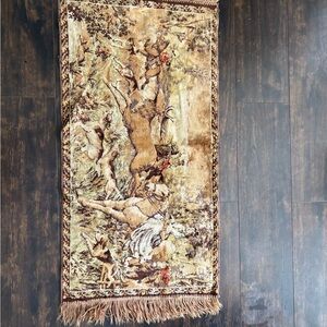 Vintage Brown and Tan Tapestry Rug